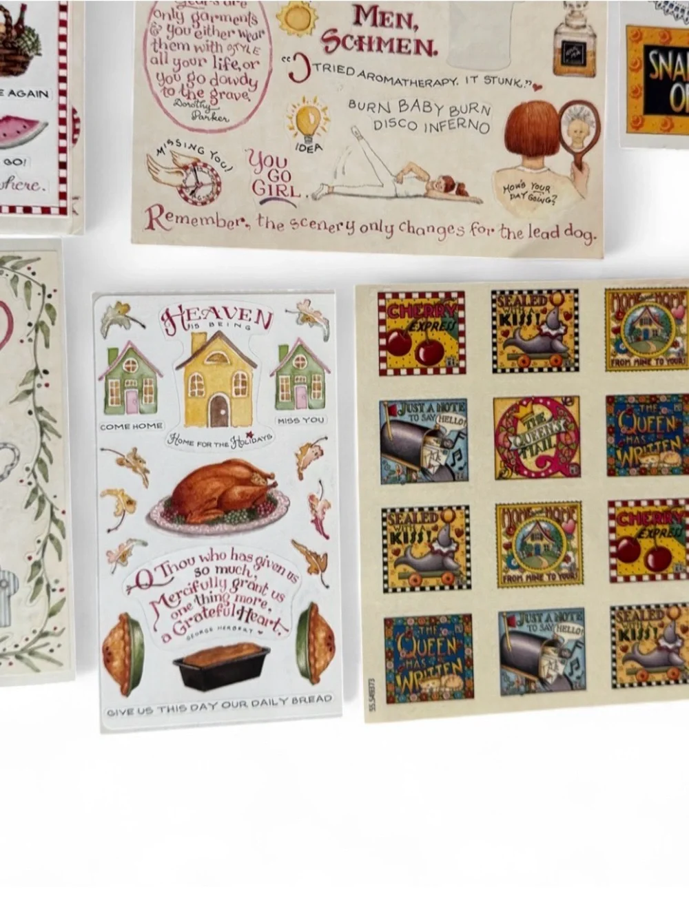 Vtg 90s Susan Branch Mary Engelbreit stickers scrapbook junk journal garden home